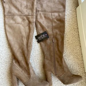Thigh high wide calf boots